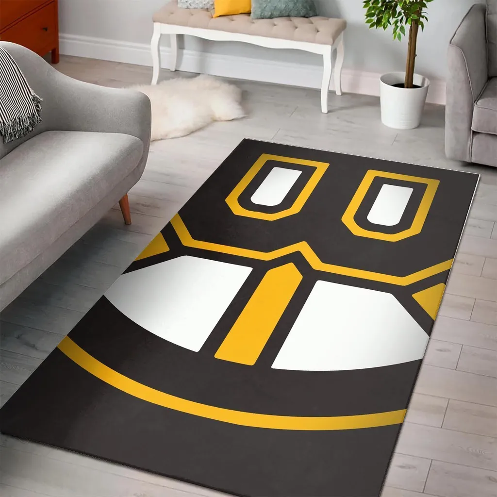 Modern Geometric Area Rug for Living Room Decor Black and Yellow