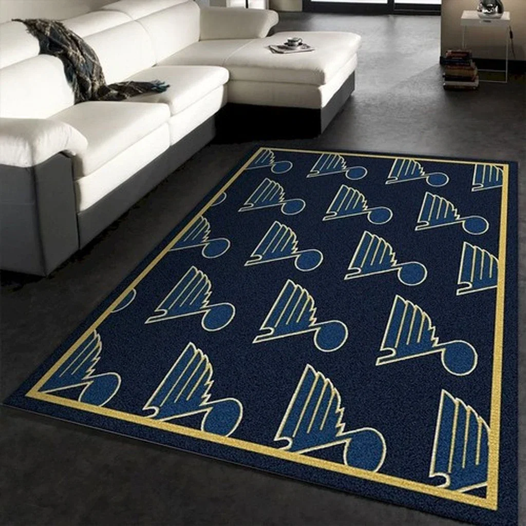 Modern Geometric Area Rug for Living Room Decor Blue and Yellow