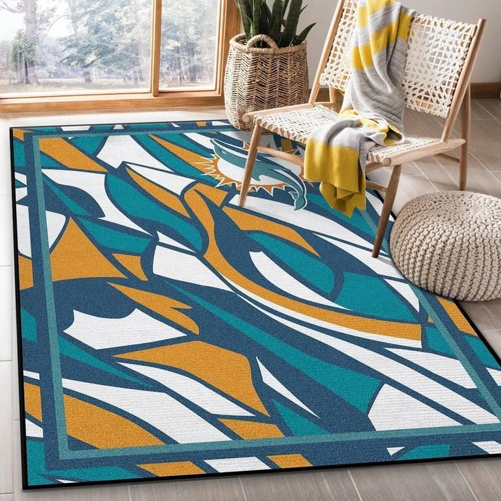 Modern Geometric Area Rug Perfect for Living Room Decor Blue and Yellow