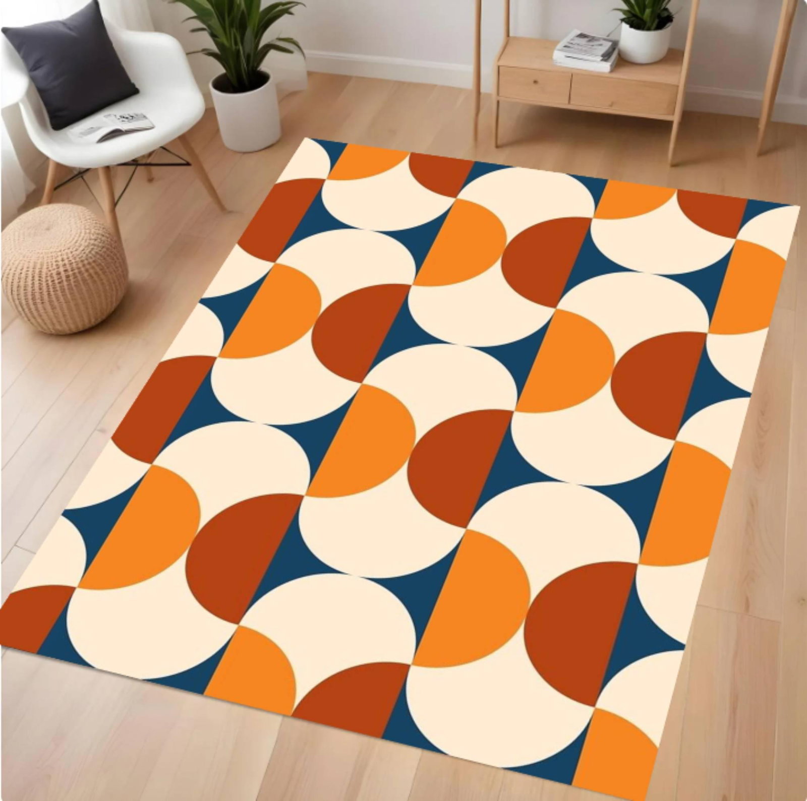Modern Geometric Rug From Midden of Eeuw Retro Abstract ColorfulTVC1708370