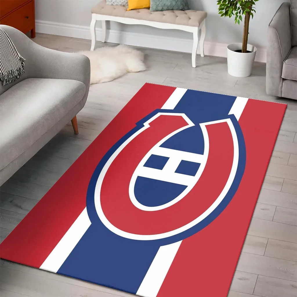 Modern Rug for Living Room Decorative Floor Covering Blue and Red