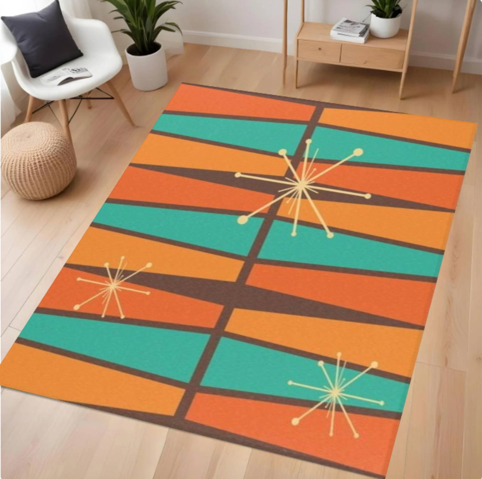 Modern Rug From Midden of Eeuw Atomic Starburst Washable Non-slipTVC1708370