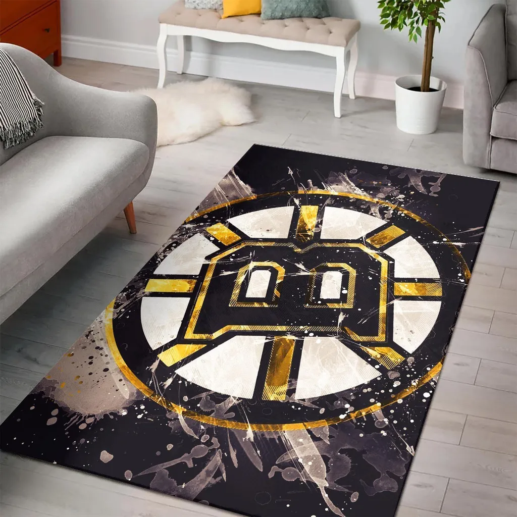Modern Rug Stylish Artistic Design for Living Room Black and Yellow