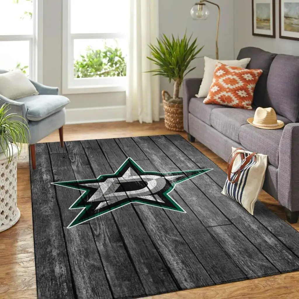 Modern Rug with Star Design for Living Room Decor Black and Green