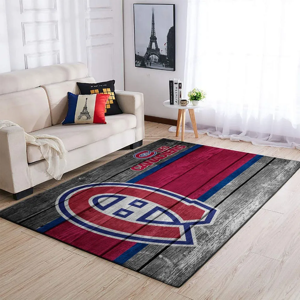 Montreal Canadiens Rug - for Living Room Decor and Fans Red and Gray
