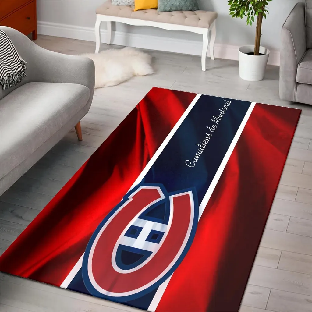 Montreal Canadiens Rug - Hockey Fan Area for Bedroom Blue and Red