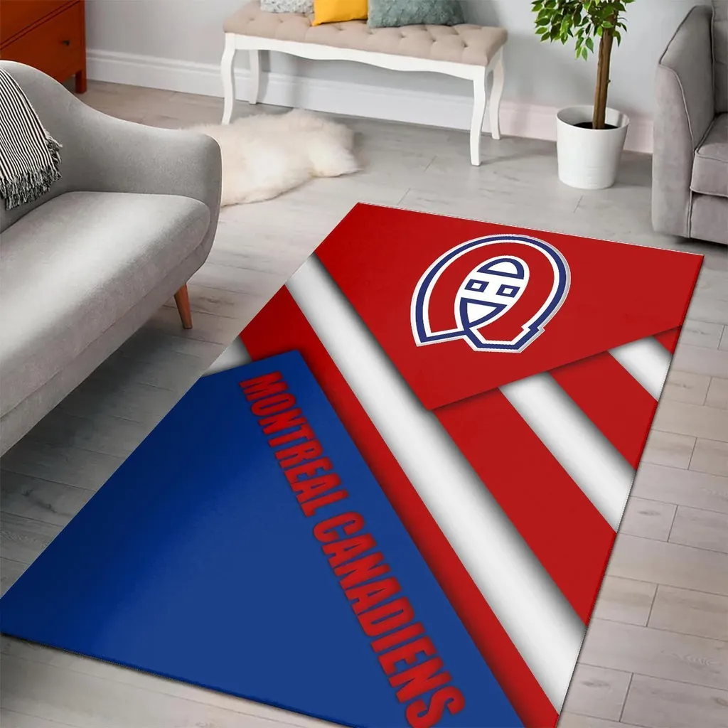 Montreal Canadiens Rug - Hockey Fan Area for Room Blue and Red