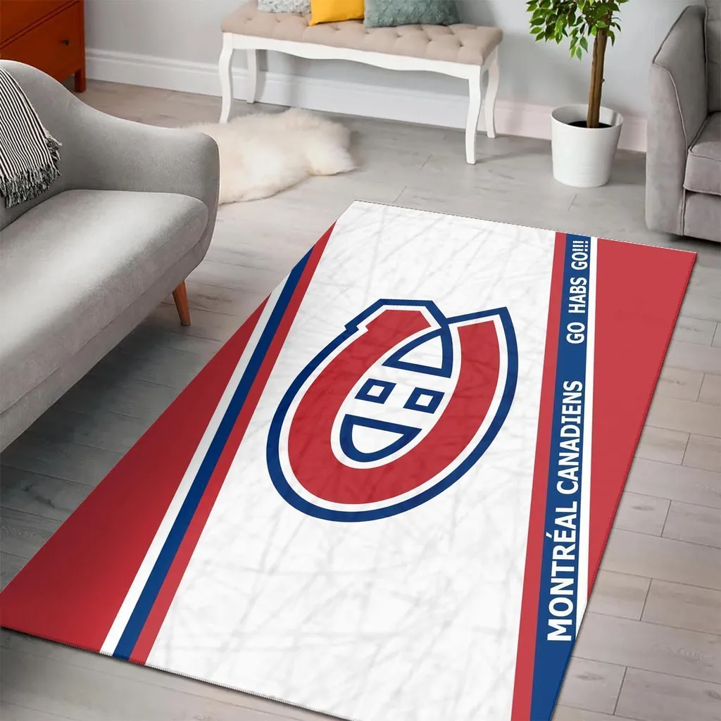 Montreal Canadiens Rug - Hockey Team Logo Area for Fans Red and White