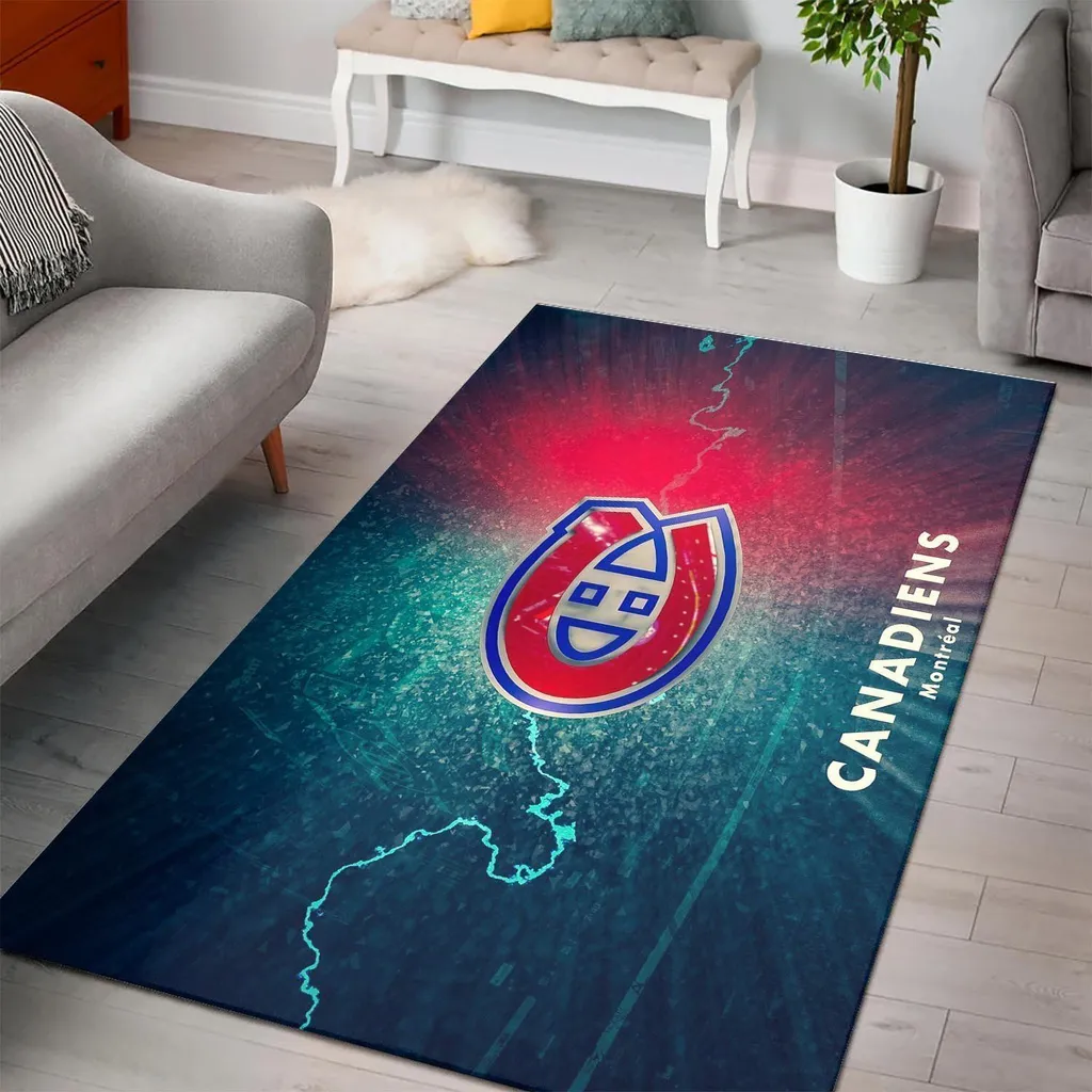 Montreal Canadiens Rug - Hockey Team Logo for Fans Blue and Red