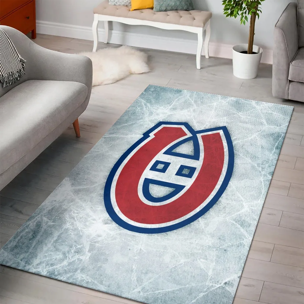 Montreal Canadiens Rug - Ice Hockey for Living Room Blue and Red