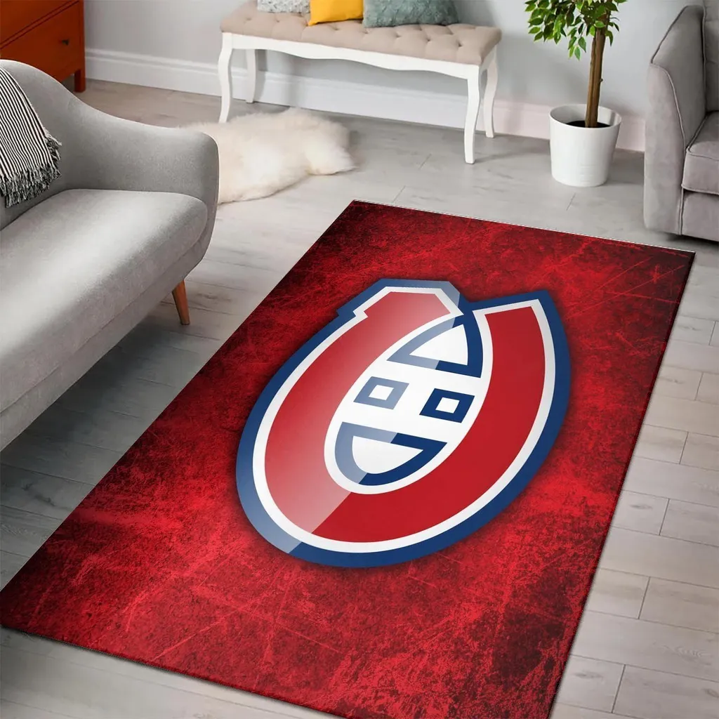 Montreal Canadiens Rug - NHL Logo for Living Room Decor Red and White