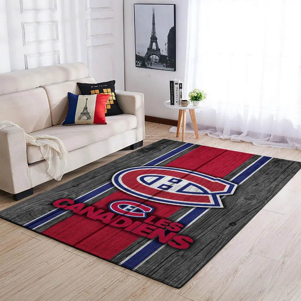 Montreal Canadiens Rug - Perfect for Living Room Decor Blue and Red