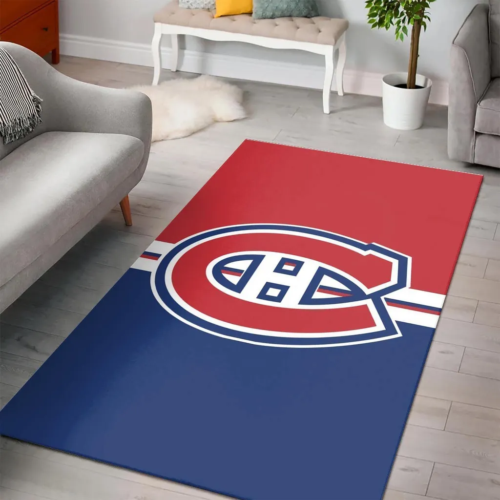 Montreal Canadiens Rug - Vintage Style Area Design Blue and Red