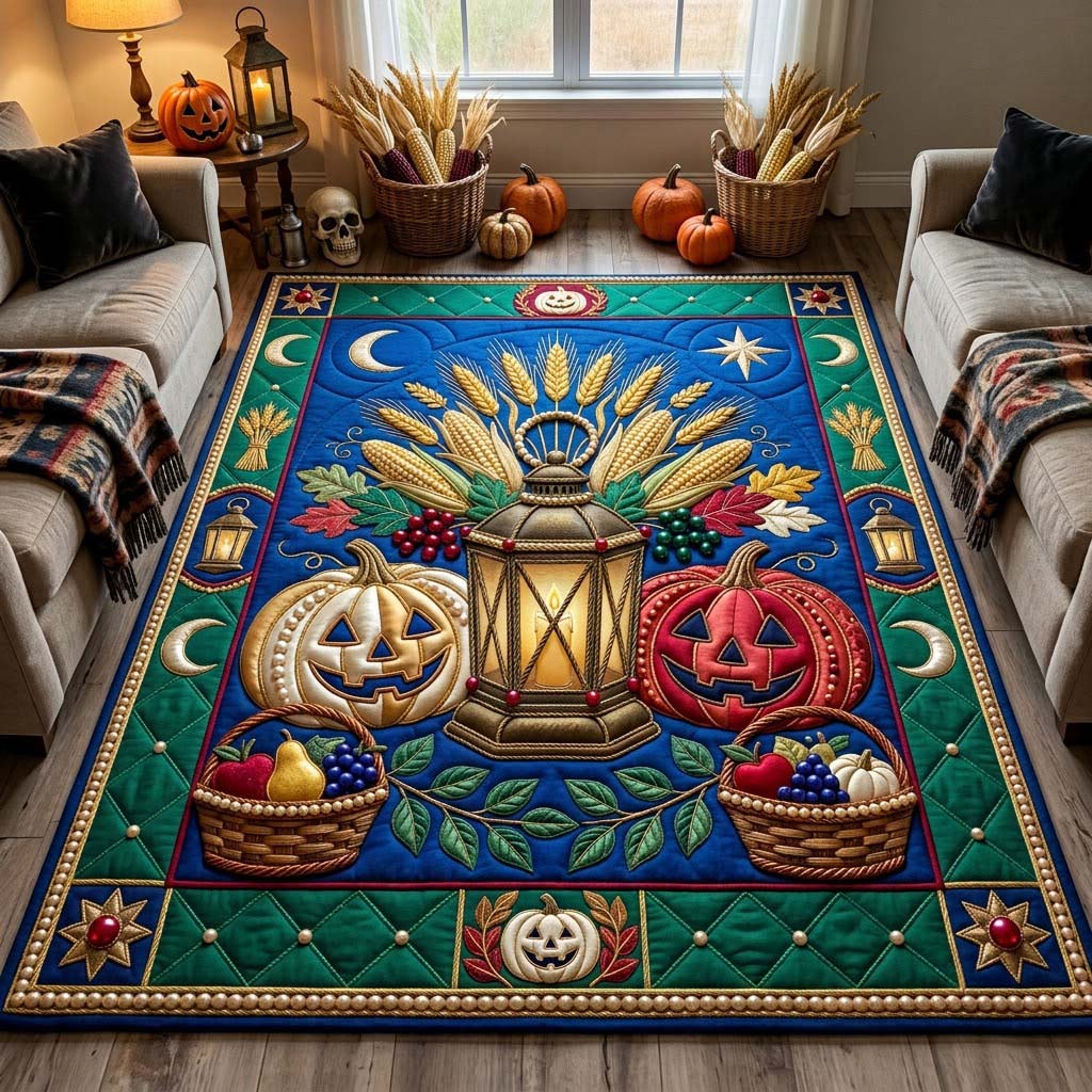 Moonlit Lantern Harvest Area Rug - Non-Slip Washable 3D Print Rug for Living Room & BedroomTVC210869