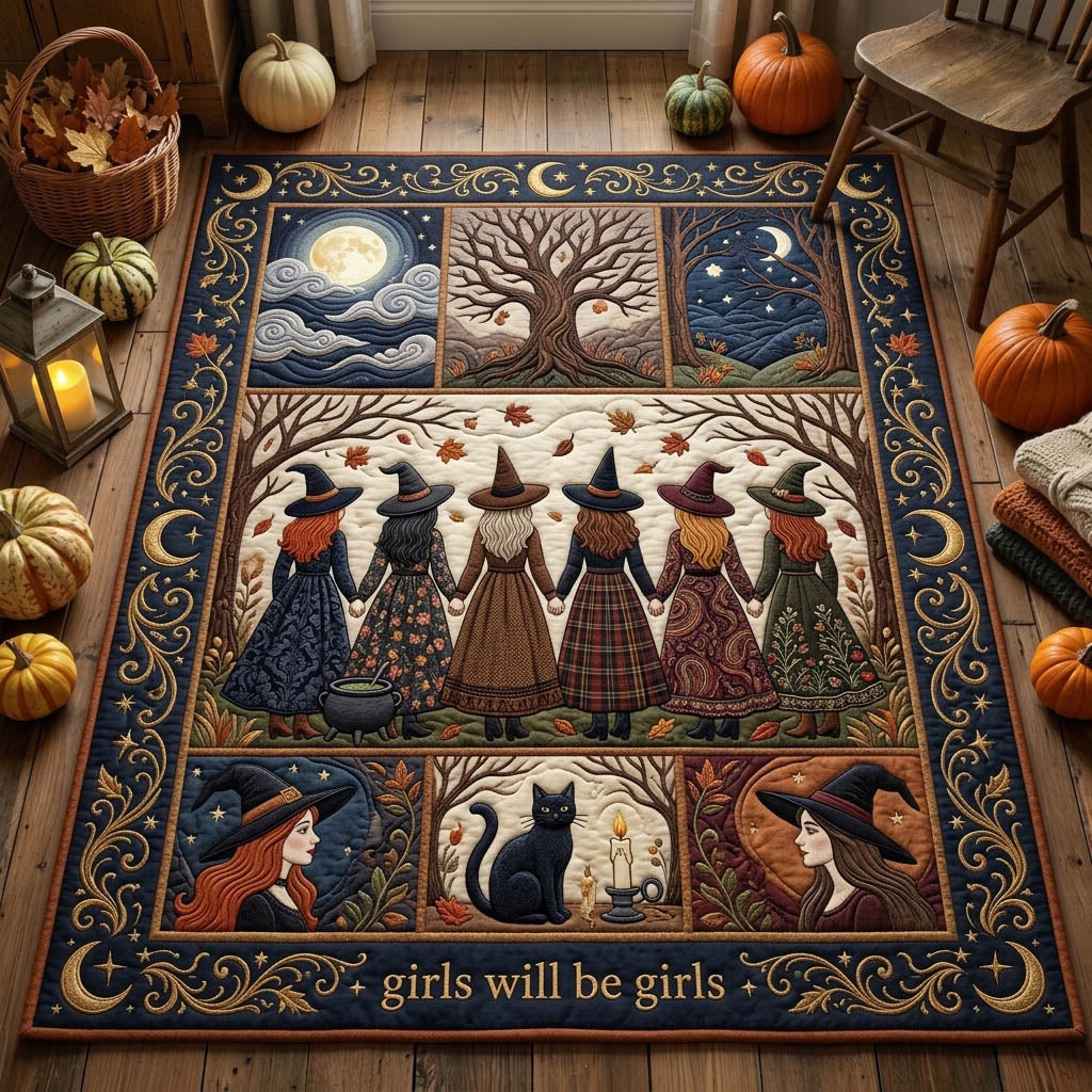 Moonlit Witch Sisterhood Area Rug - Non-Slip Washable 3D Print Rug for Living Room & BedroomTVC210860