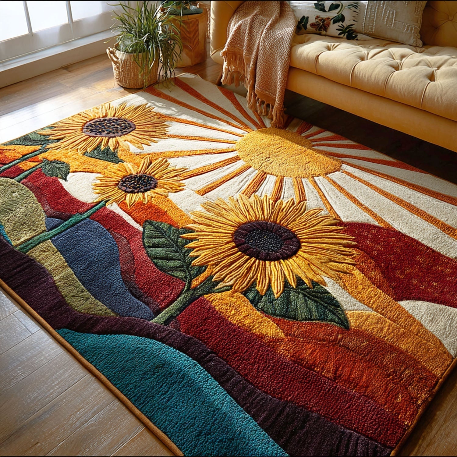 Morning Glow Area Rug - Non-Slip Washable 3D Print Rug for Living Room & BedroomTVC2108127