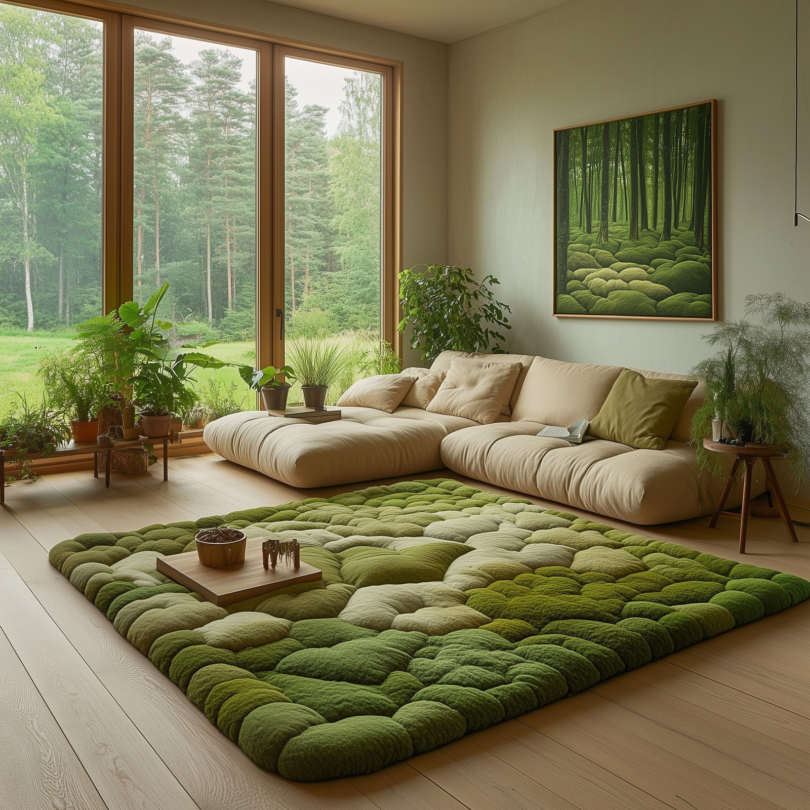 Moss Green Area Rug - Non-Slip Washable 3D Print Rug for Living Room & BedroomTVC2108145