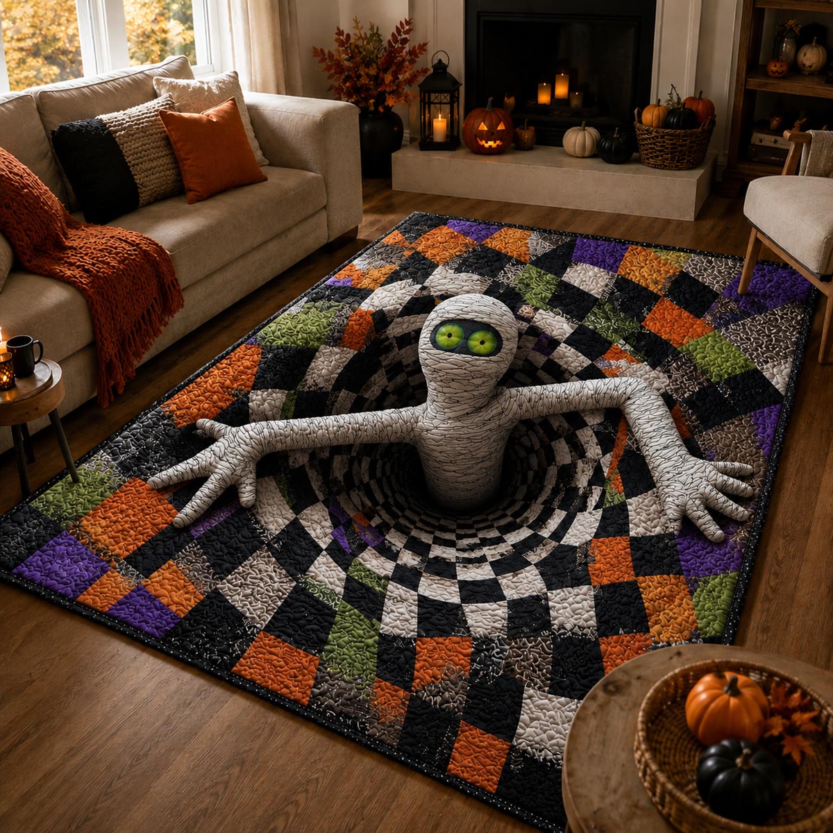 Mummy Escape Area Rug - Non-Slip Washable 3D Print Rug for Living Room & BedroomTVC210872
