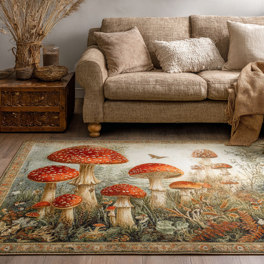 Mushroom Garden Area Rug - Non-Slip Washable 3D Print Rug for Living Room & BedroomTVC2108127