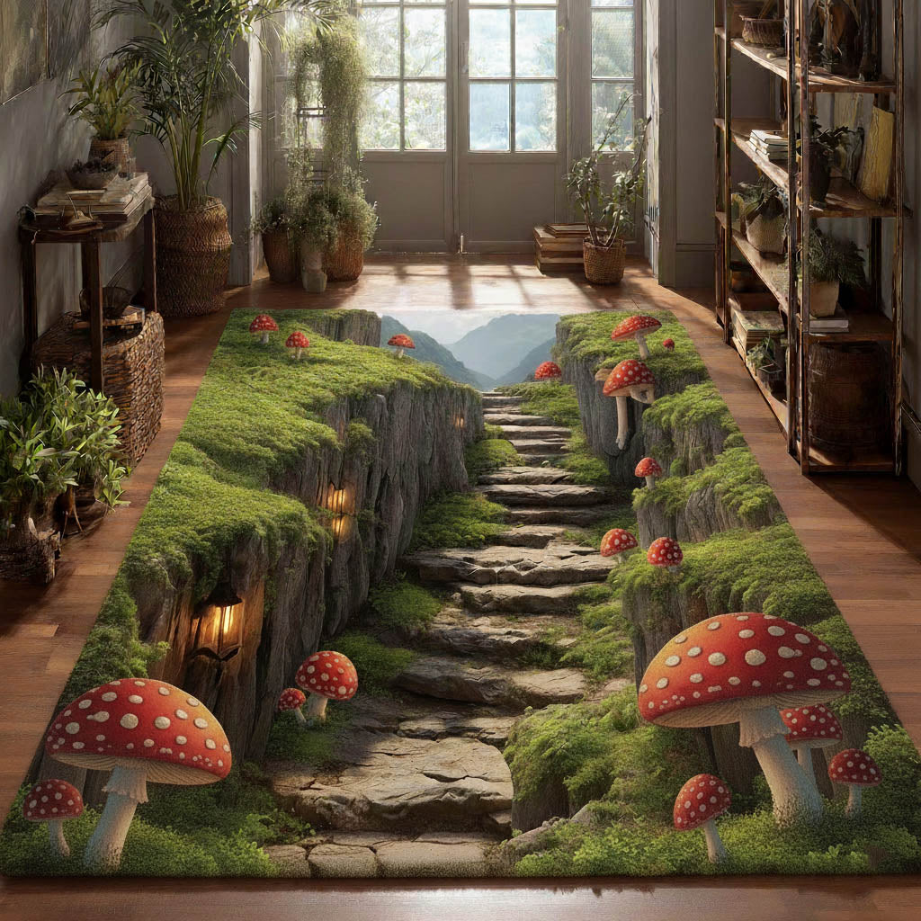 Mushroom Garden Area Rug - Non-Slip Washable 3D Print Rug for Living Room & BedroomTVC2108145