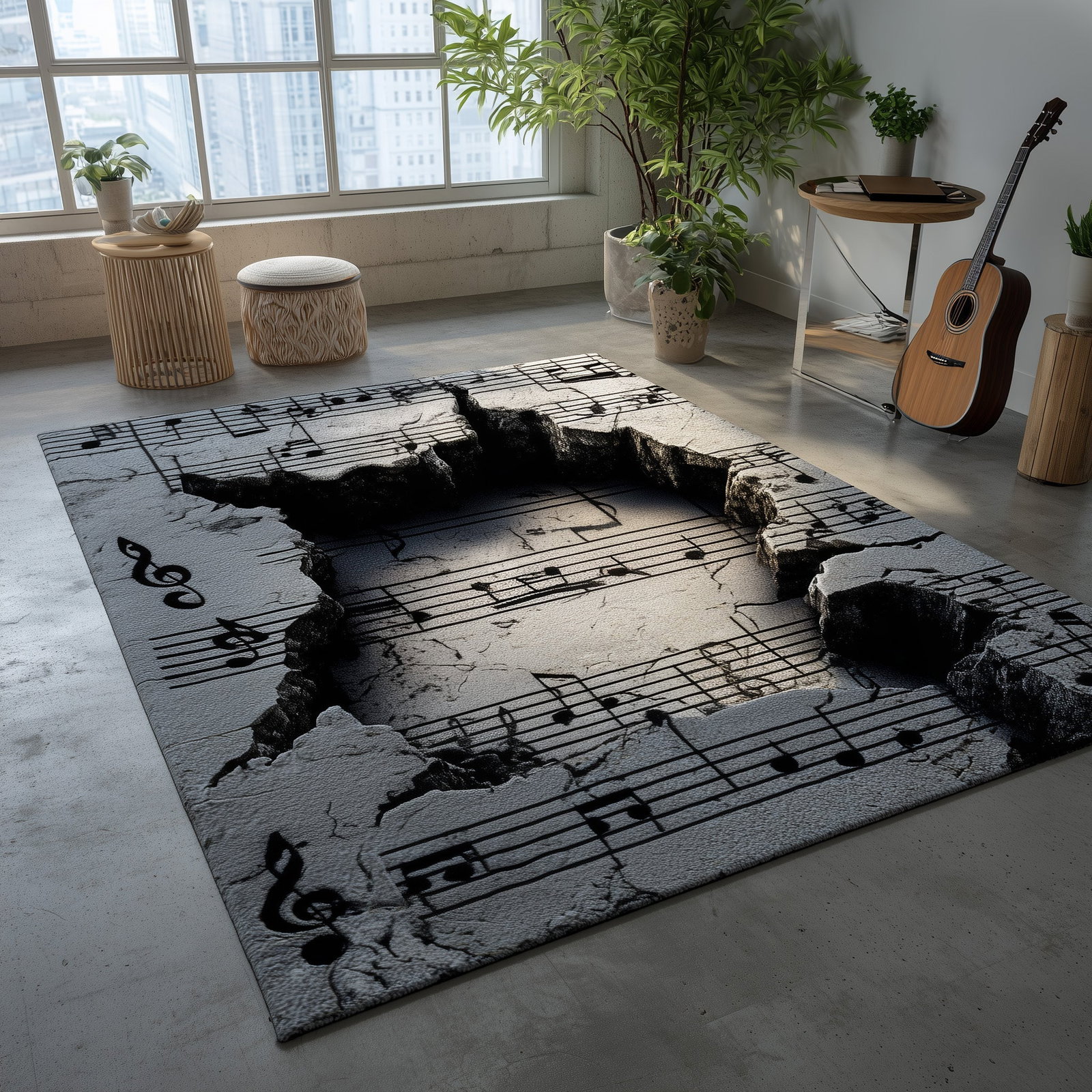 Music notes Area Rug - Non-Slip Washable 3D Print Rug for Living Room & BedroomTVC2108145