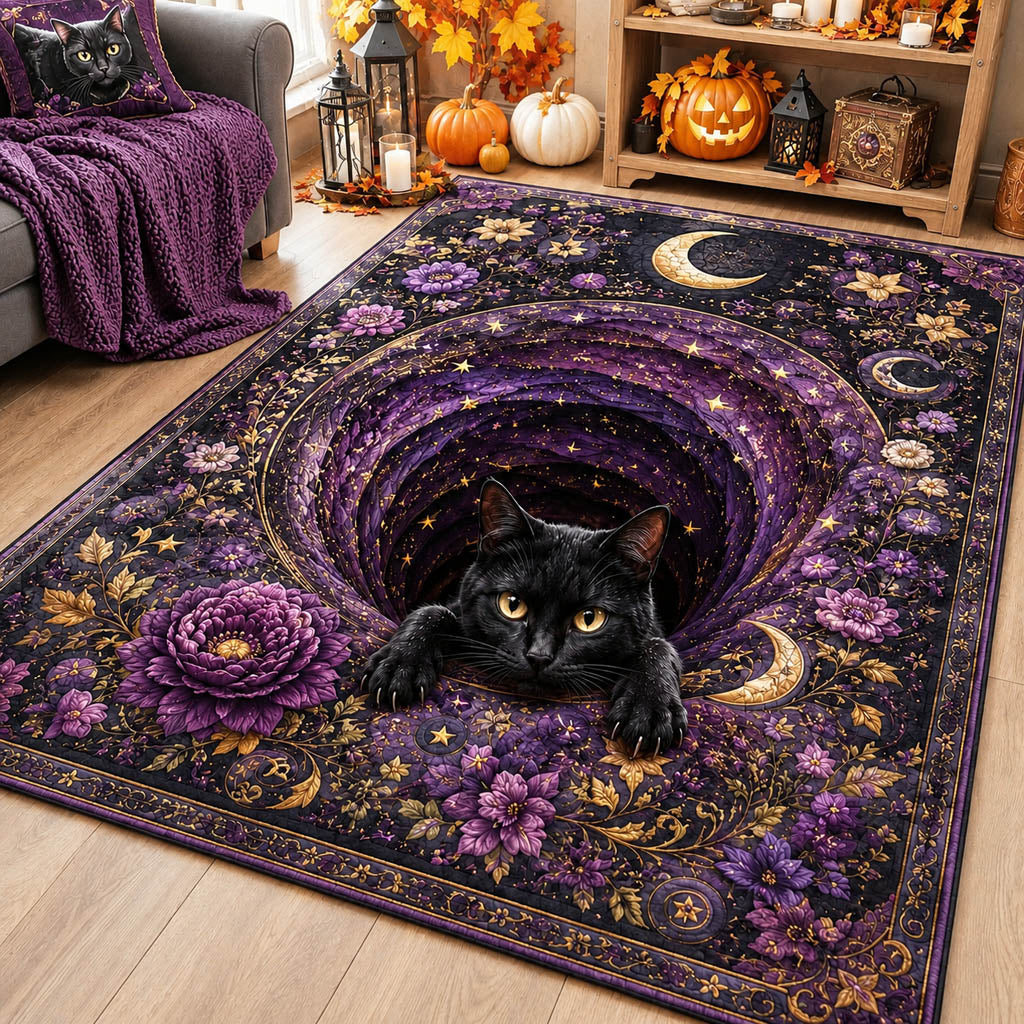 Mystic Cat Sanctuary Area Rug - Non-Slip Washable 3D Print Rug for Living Room & BedroomTVC210853
