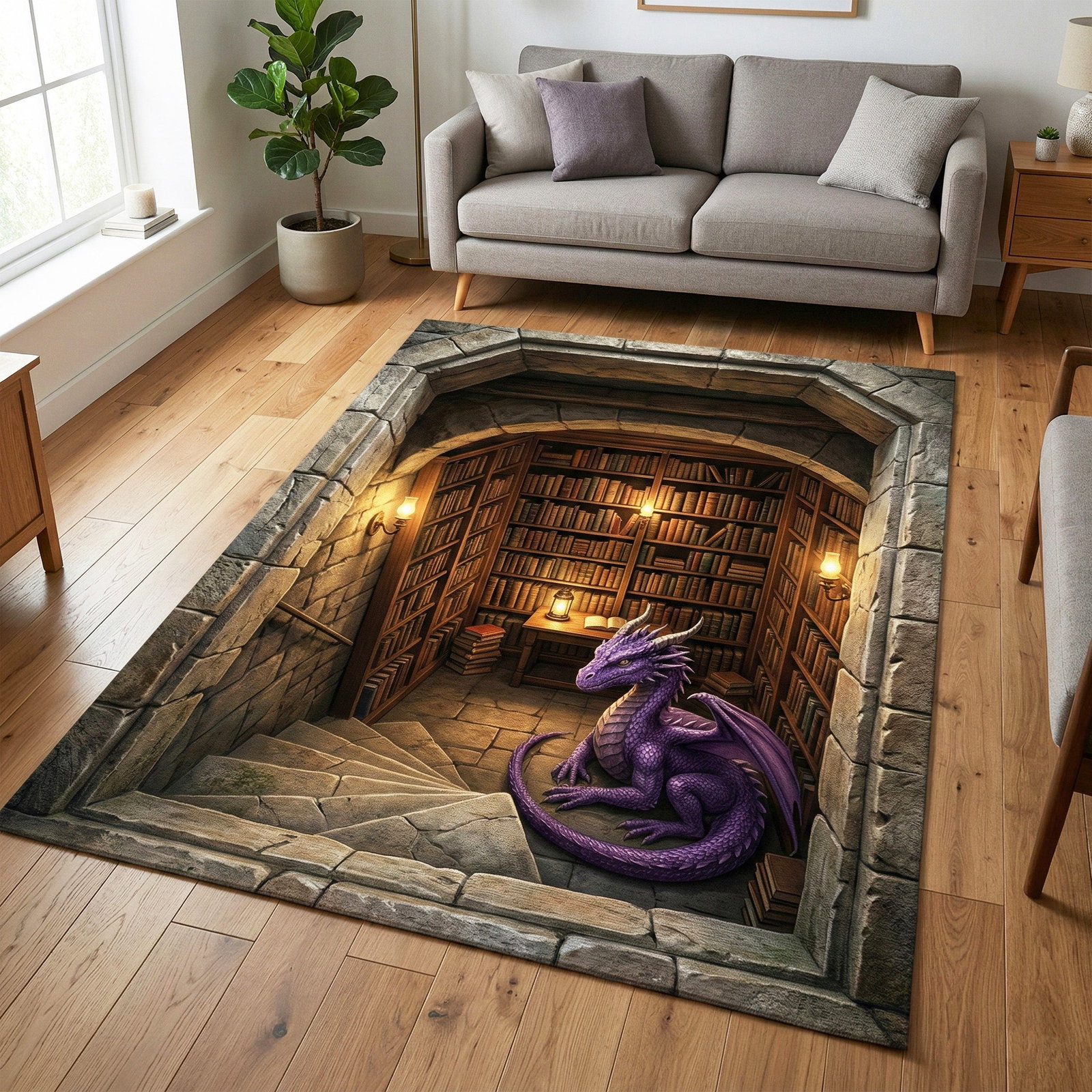 Mystic Dragon Area Rug - Non-Slip Washable 3D Print Rug for Living Room & BedroomTVC2108127