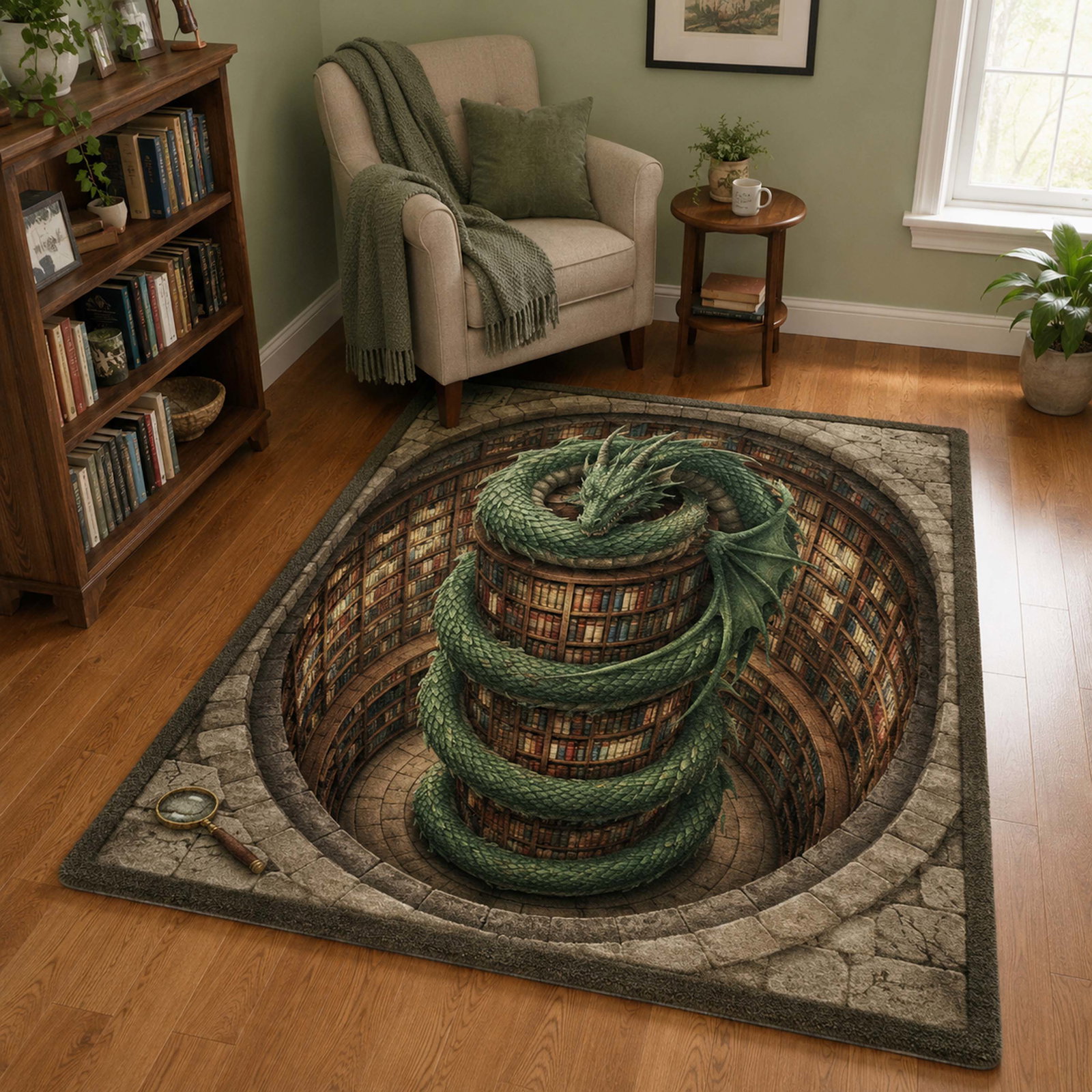 Mystic Library Area Rug - Non-Slip Washable 3D Print Rug for Living Room & BedroomTVC210848