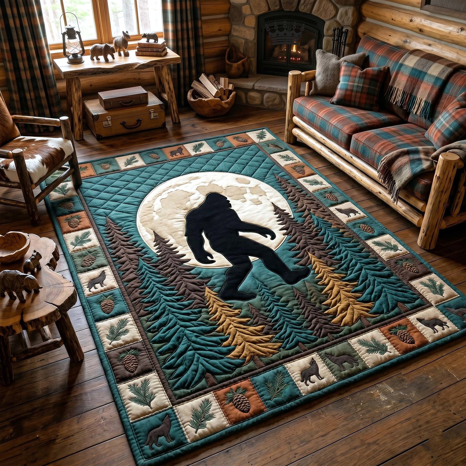 Mystic Sasquatch Area Rug - Non-Slip Washable 3D Print Rug for Living Room & Bedroom (DesignTVC2108193
