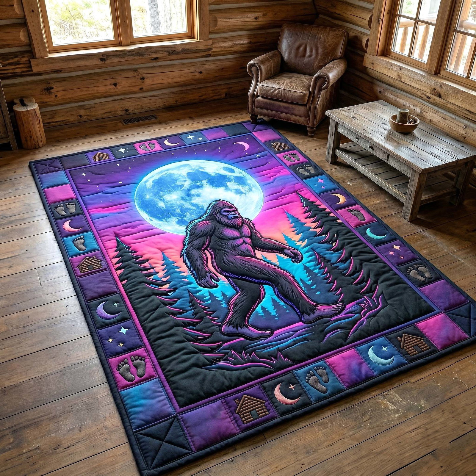 Mystic Sasquatch Area Rug - Non-Slip Washable 3D Print Rug for Living Room & BedroomTVC2108158