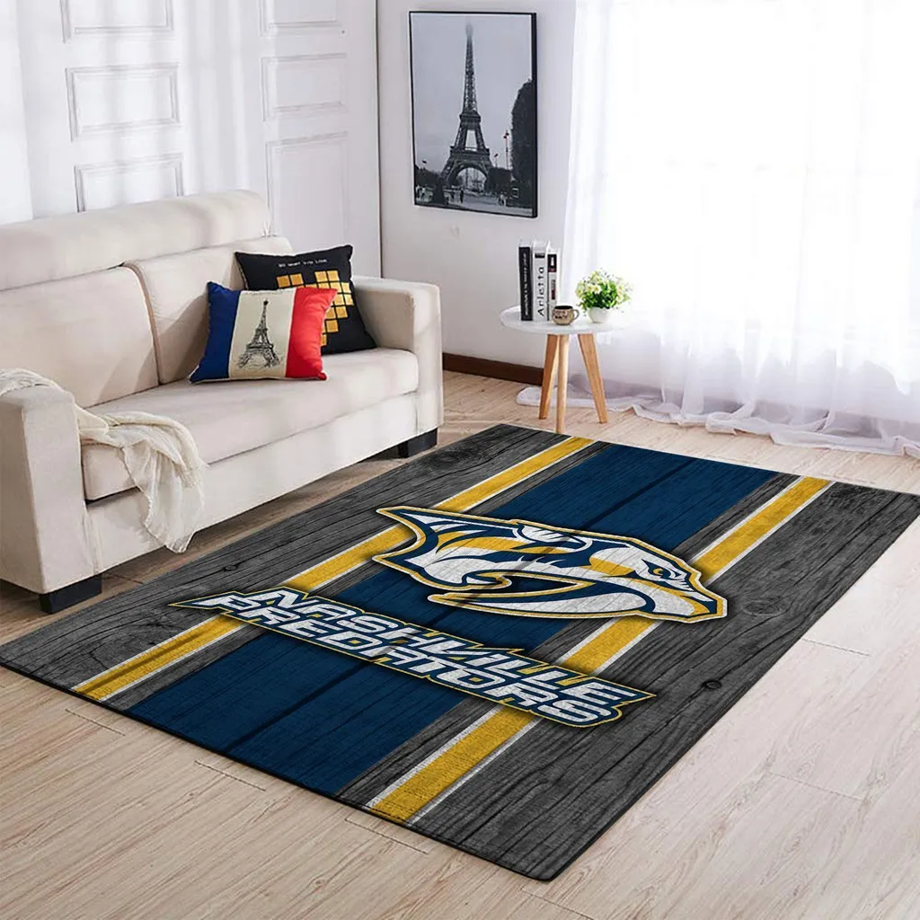 Nashville Predators Rug - Area Perfect for Living Room Decor Blue and Yellow