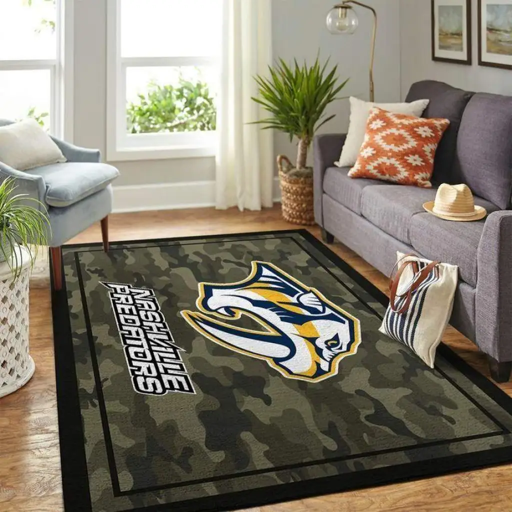 Nashville Predators Rug - Camo Area Floor Mat Black and Green