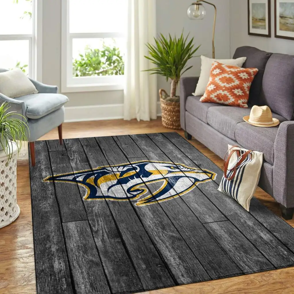 Nashville Predators Rug - for Living Room Decor Black and Yellow