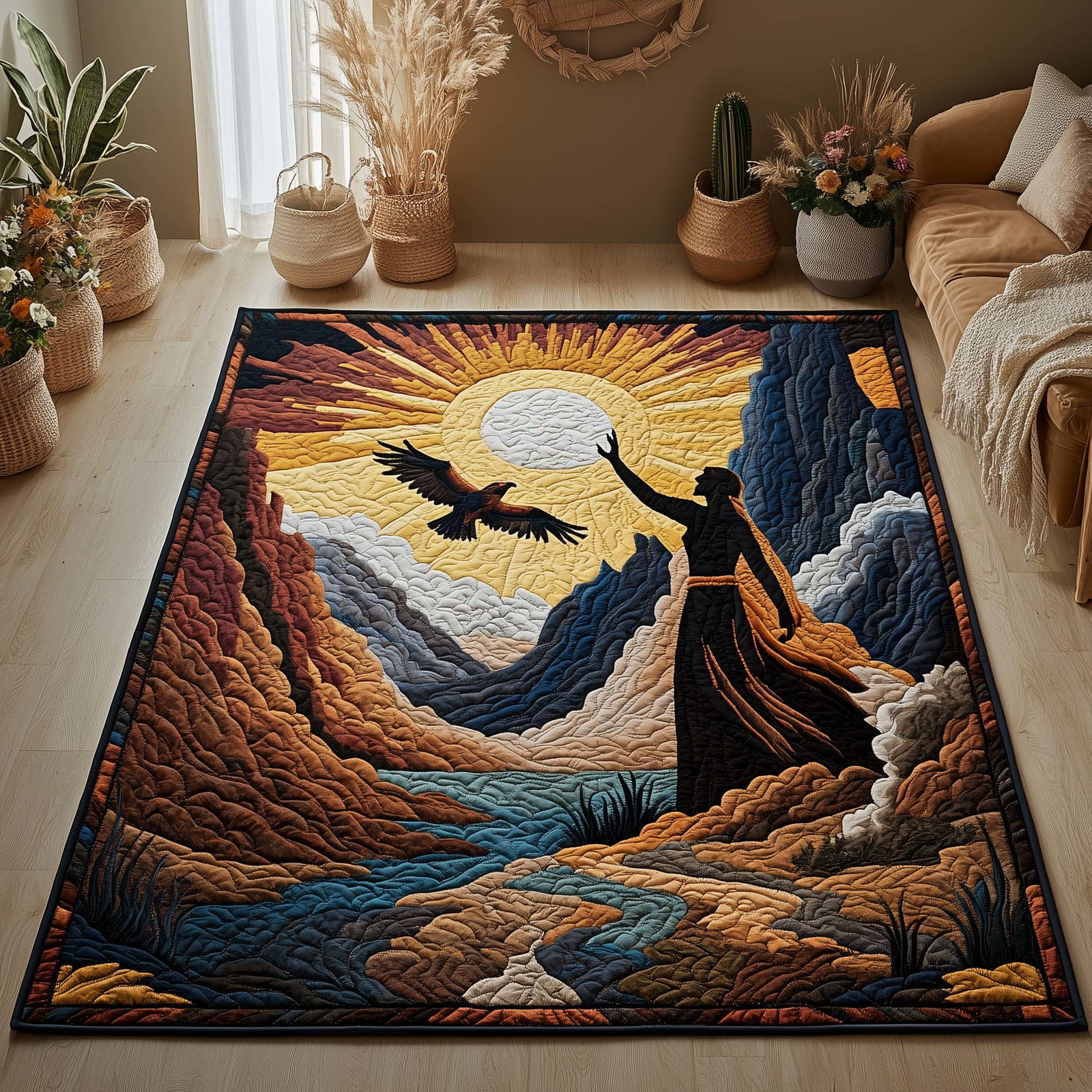 Native Spirit Area Rug - Non-Slip Washable 3D Print Rug for Living Room & BedroomTVC2108145