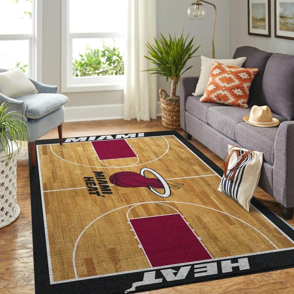 NBA Miami Heat Basketball Area Rug Living Room Rug Team Logo CarpetÂ V1787