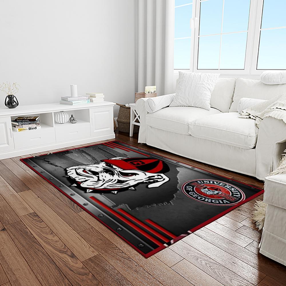 NCAA Georgia Bulldogs College Sport Basketball And Foolball Team Logo Rectangle Area Rug GBS59