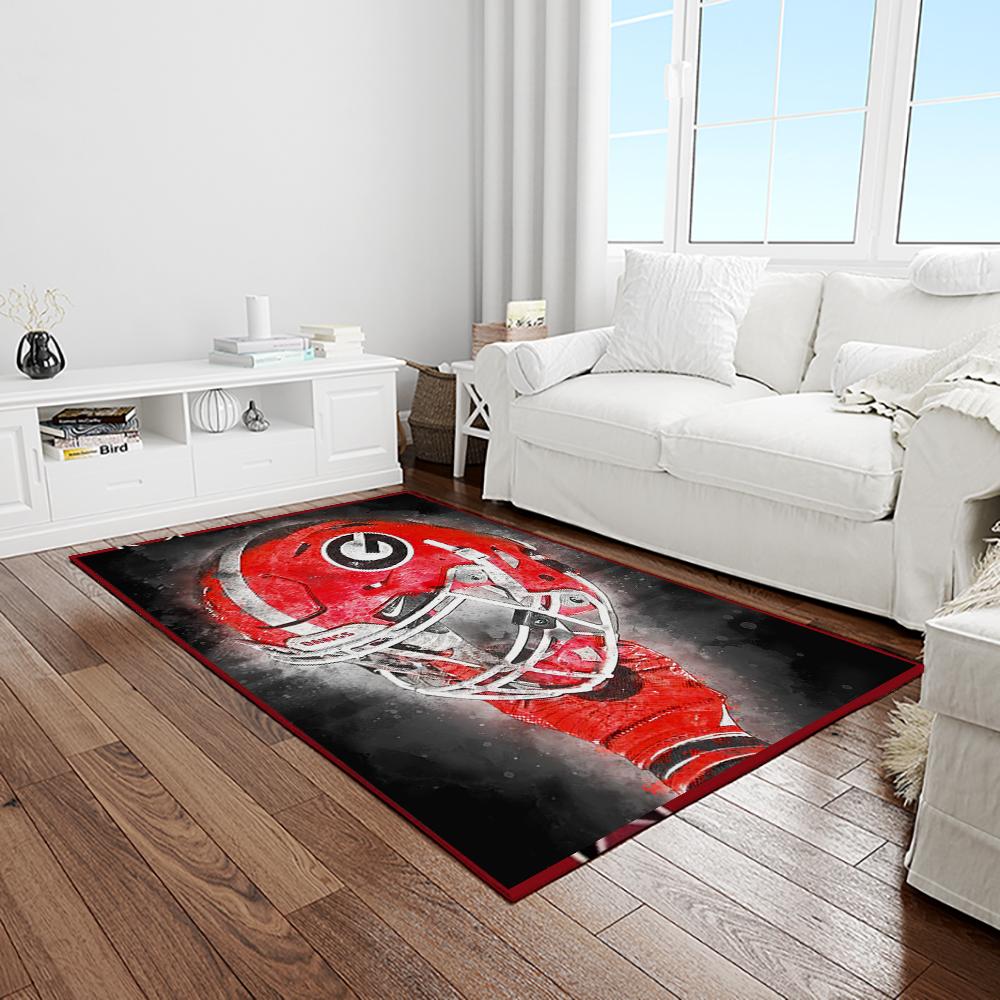 NCAA Georgia Bulldogs College Sport Basketball And Foolball Team Logo Rectangle Area Rug GBS80
