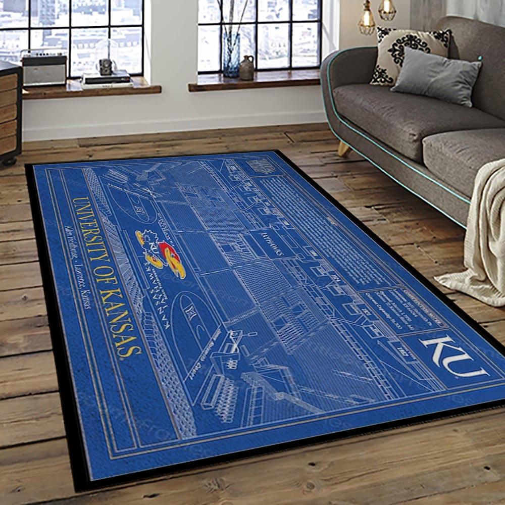 NCAA Kansas Jayhawks Football Team Logo Sport Carpet Area Rug Home Decor Best Gift For Friends KSJK1