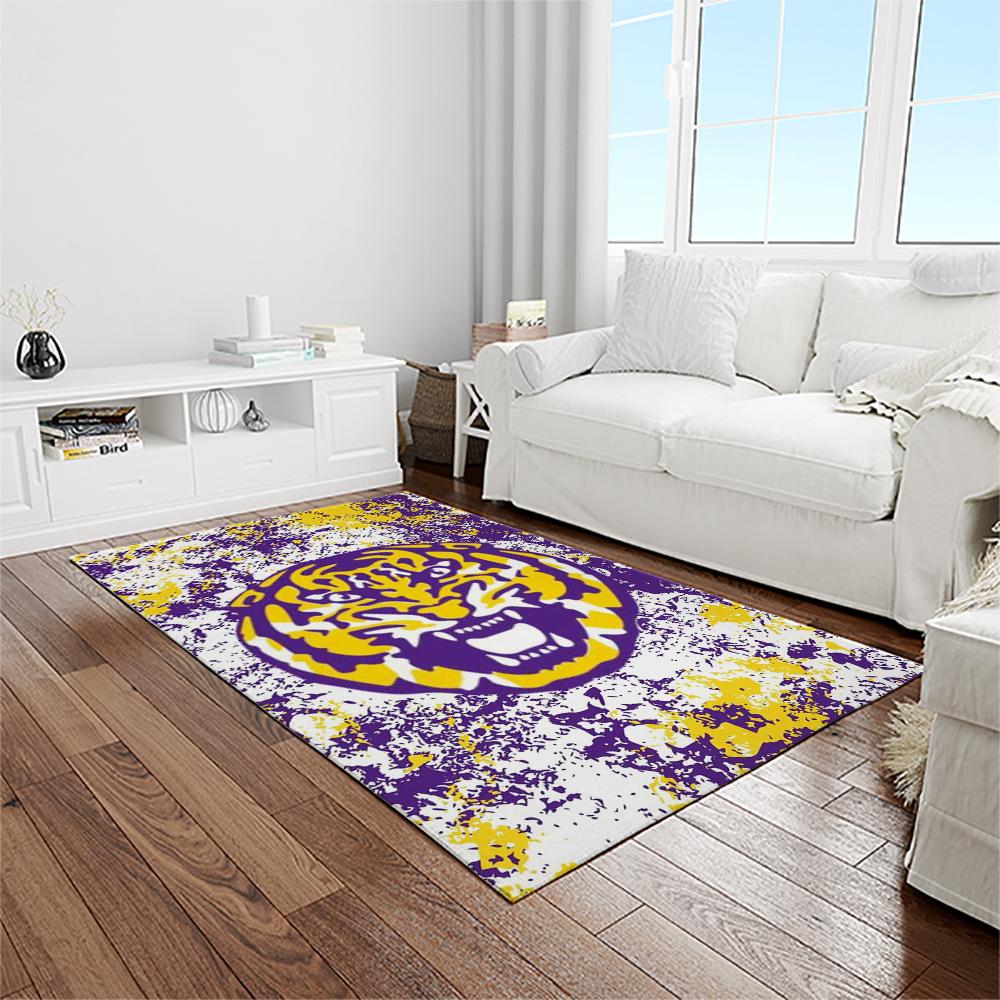 NCAA Louisiana State University College Sport Basketball And Foolball Team Logo Rectangle Area Rug LSU31