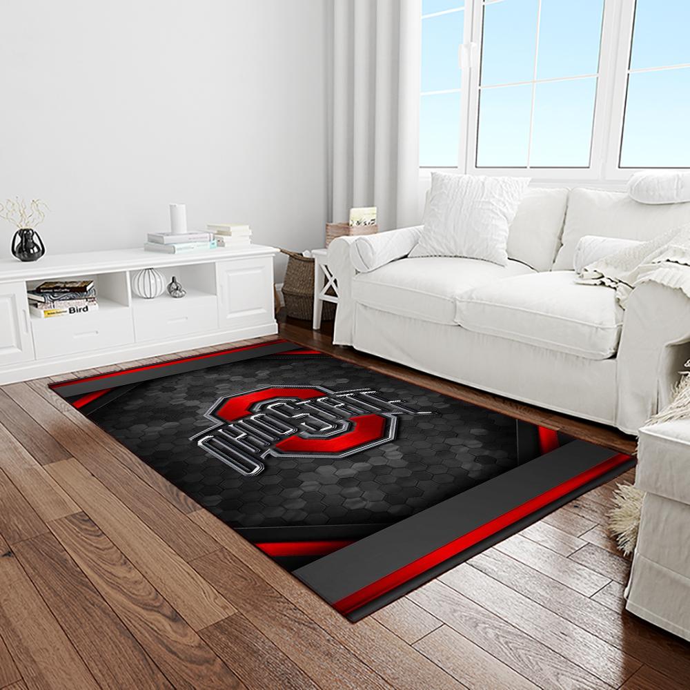 NCAA Ohio State Buckeyes College Sport Basketball And Foolball Team Logo Rectangle Area Rug OSB46
