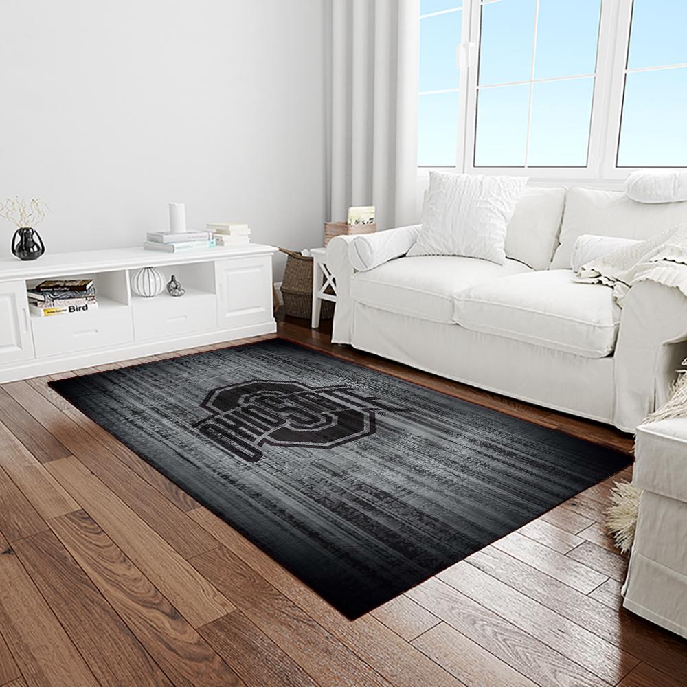 NCAA Ohio State Buckeyes College Sport Basketball And Foolball Team Logo Rectangle Area Rug OSB48