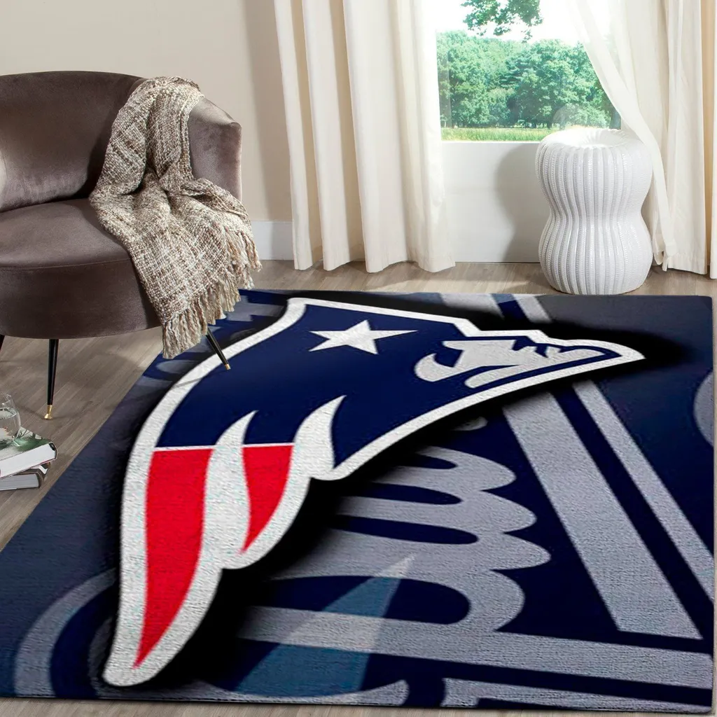 New England Football Team Logo Carpet Rug Blue and Red