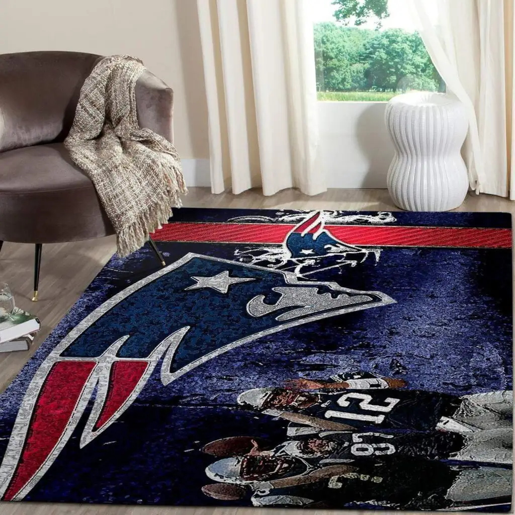 New England Patriots Rug - Fan for Sports Enthusiasts Blue and Red