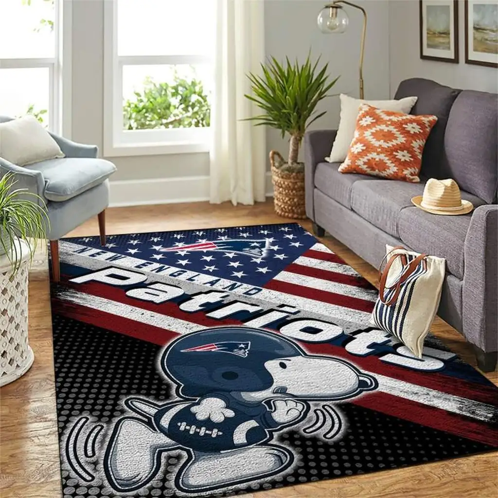 New England Patriots Rug - Football Area for Fans Blue and White