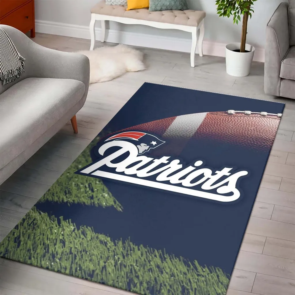 New England Patriots Rug - Football Area for Fans Decor Blue and Brown