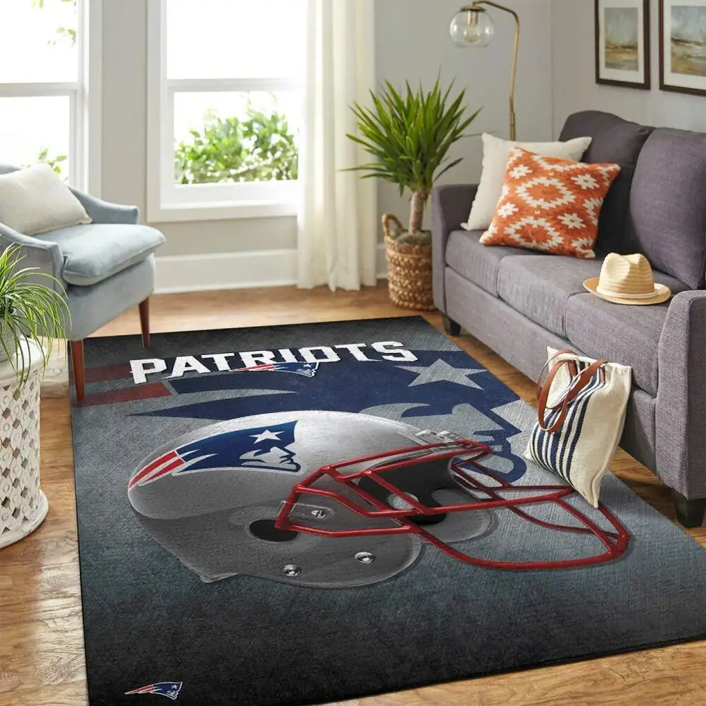 New England Patriots Rug - Football Helmet Area for Fans Red and Gray