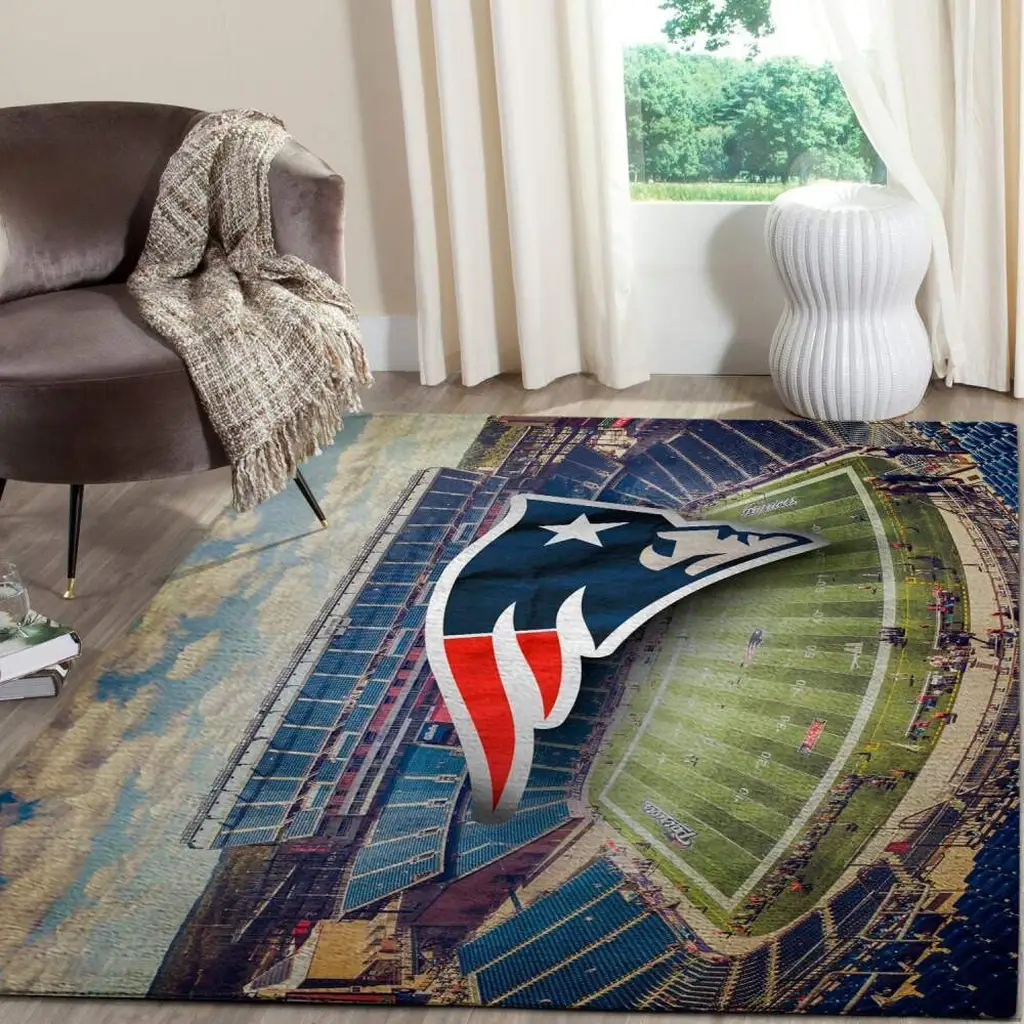 New England Patriots Rug - Football Stadium Area Design Blue and Red