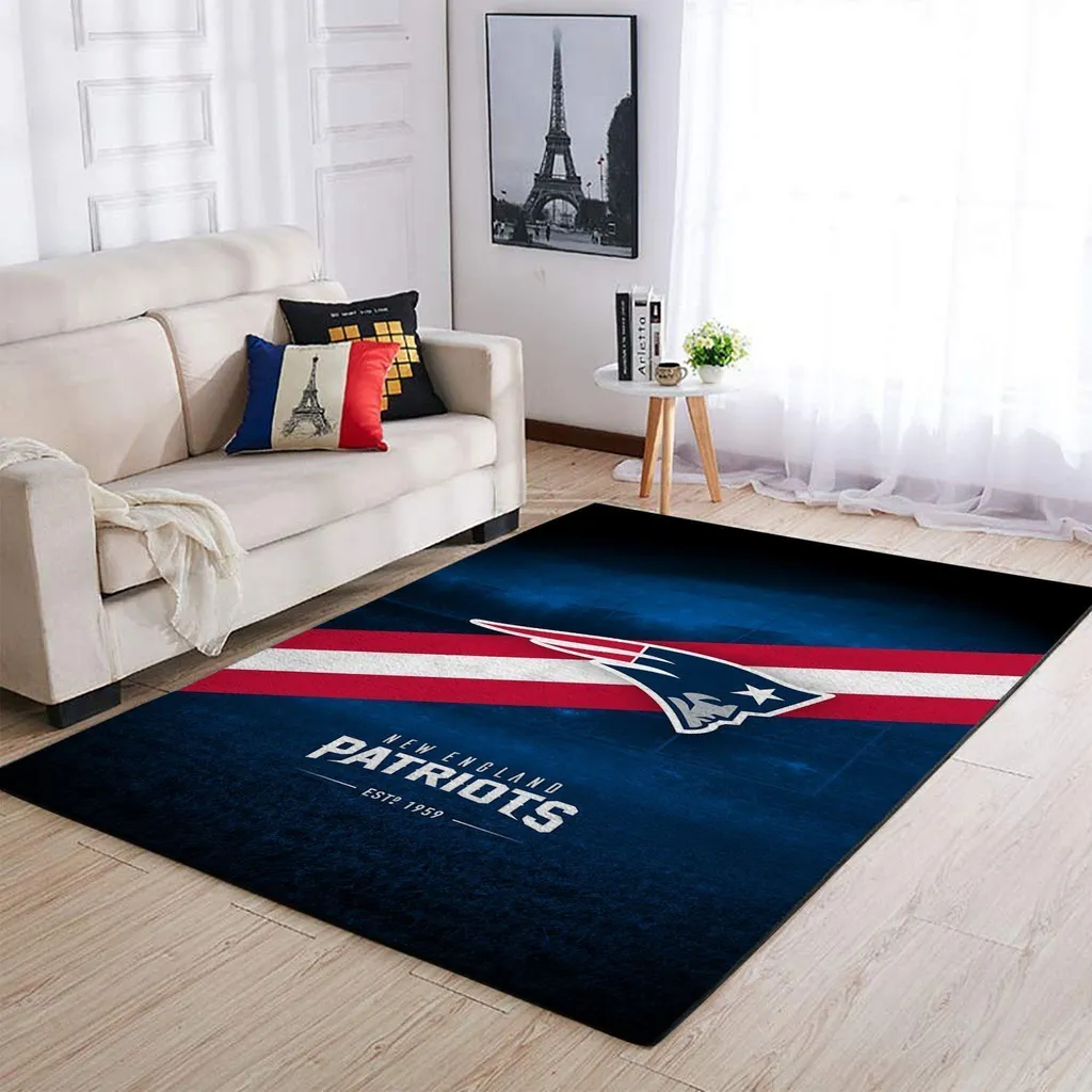 New England Patriots Rug - for Living Room Decor Blue and Red