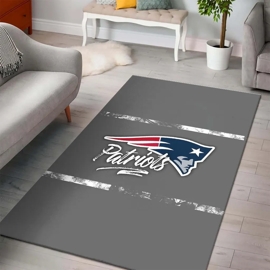 New England Patriots Rug - Modern Area for Home Decor Blue and Gray