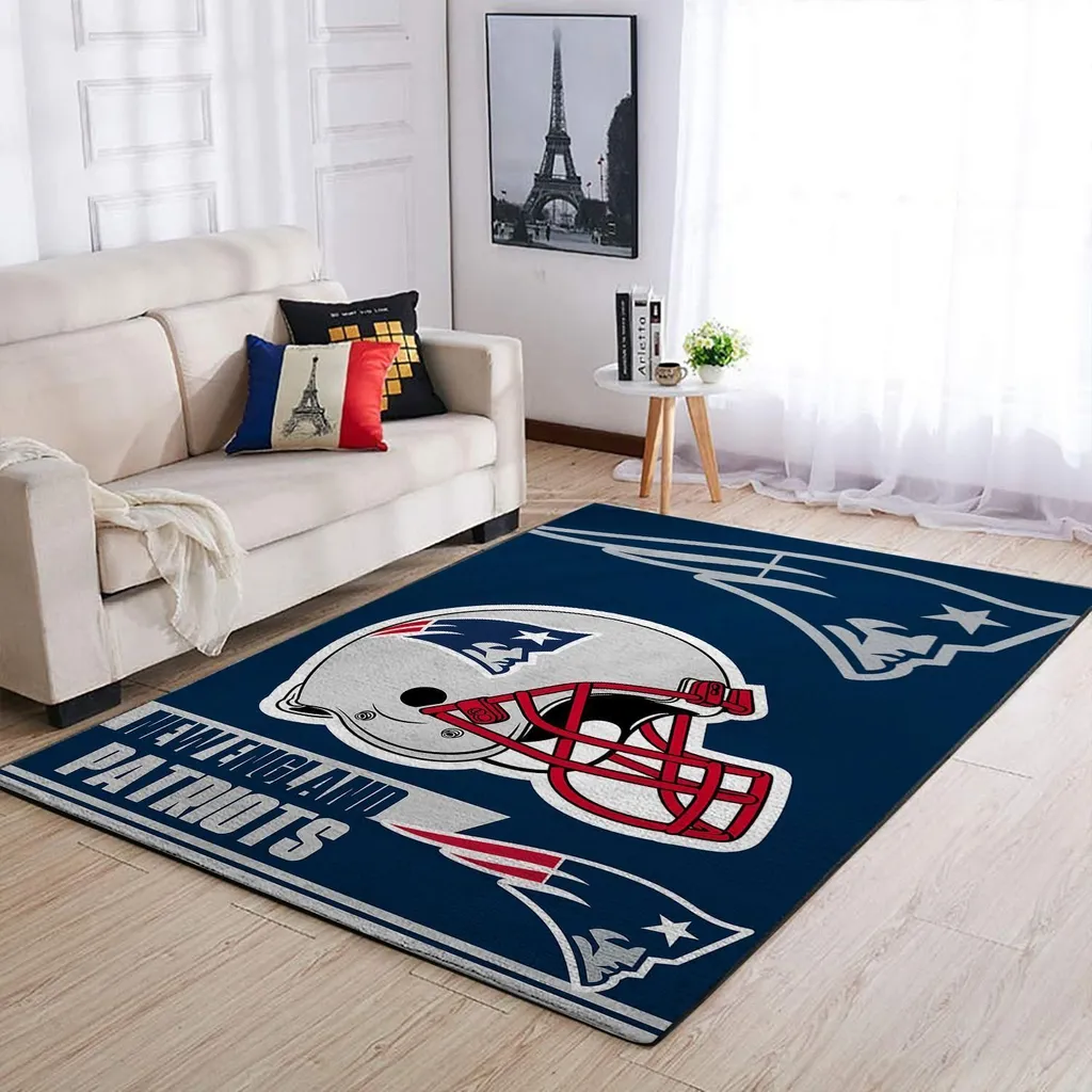 New England Patriots Rug - NFL Football Area for Home Decor Blue and White